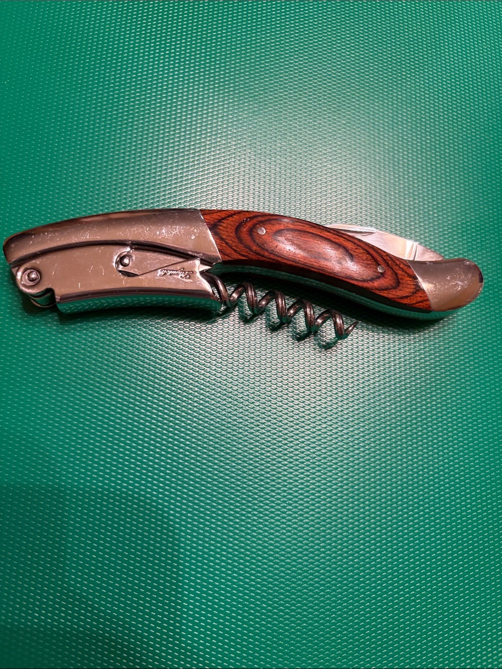 Laguiole Waiter’s Corkscrew Rosewood Wine Opener Wood Inlay Ergonomic Handle EUC